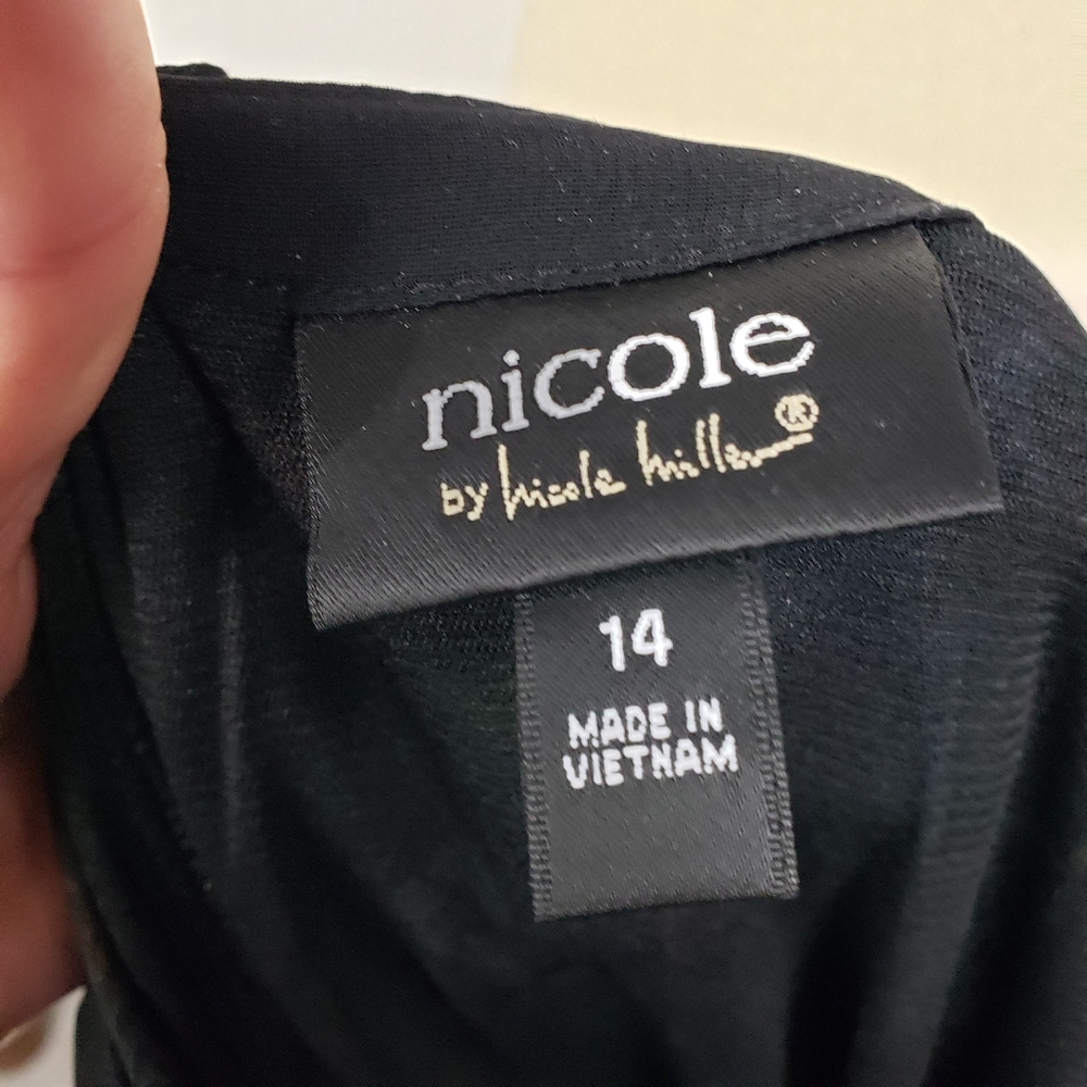 nicole by Nicole Miller Floral Black Bodycon Flutter Sleeve Midi Dress 14 - Picture 11 of 11